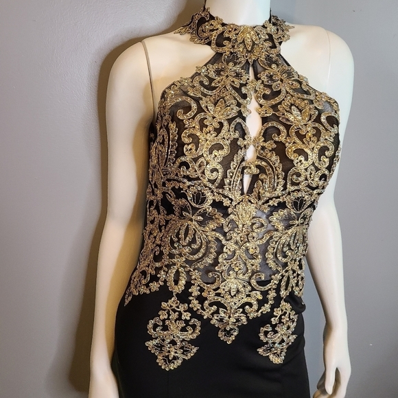 Elegant Black Floor Length Prom Dress size 6 FREE SHIPPING - Picture 13 of 15